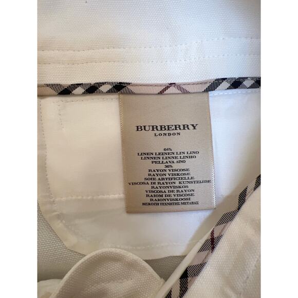 NWT Burberry Wide Leg High Rise Linen Blend Pants Women's Size 6 Ivory - Picture 4 of 4